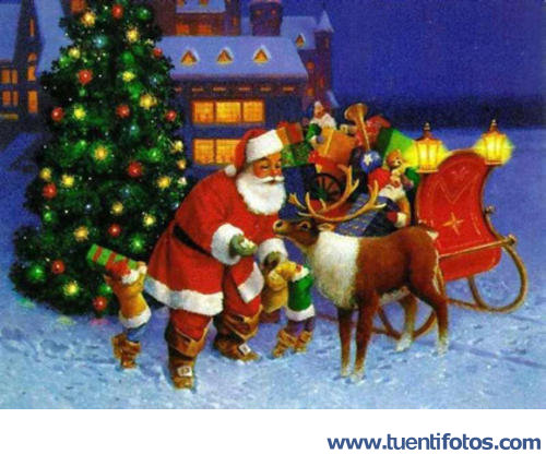 Navidad de Papa Noel Alimenta A Rudolf
