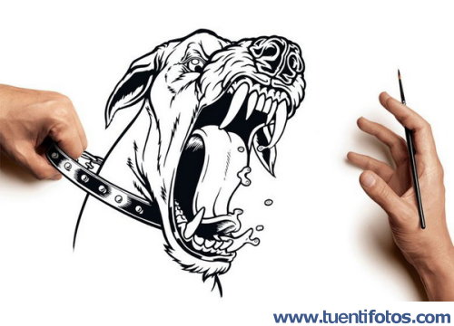 Ilusiones de Perro Dibujado Que Muerde