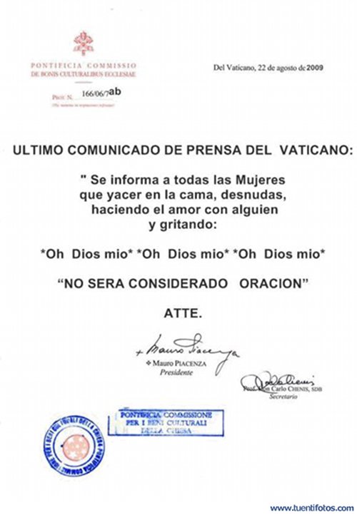 Bromas de Comunicado De Prensa Del Vaticano