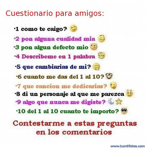 Textos de Cuestionario Para Amigos